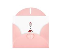 Pink MJHKXLJ Carte de vœux avec imprimé « Little house under the lighthouse » - Enveloppe incluse - Parfait pour Noël, anniversaires, Saint-Valentin, mariages, etc