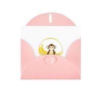 Pink MJHKXLJ Carte de vœux avec inscription « Little Monkey in the shopping basket » - Enveloppe incluse - Parfait pour Noël, anniversaires, Saint-Valentin, mariages, etc