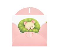 Pink MJHKXLJ Carte de vœux avec inscription « Little Mouse Sleeping in the Pea » nacrée - Enveloppe incluse - Parfait pour Noël, anniversaires, Saint-Valentin, mariages et plus encore