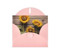 Pink MJHKXLJ Carte de vœux avec trois tournesols sur bois nacré - Enveloppe incluse - Parfait pour Noël, les anniversaires, la Saint-Valentin, les mariages et plus encore