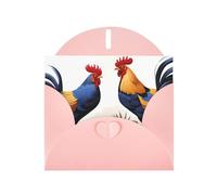 Pink MJHKXLJ Carte de vœux nacrée avec coqs français - Enveloppe incluse - Parfait pour Noël, les anniversaires, la Saint-Valentin, les mariages, et plus encore