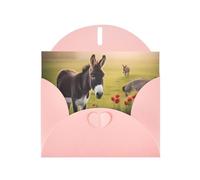 Pink MJHKXLJ Carte de vœux nacrée avec imprimé âne et fleur - Enveloppe incluse - Parfait pour Noël, anniversaires, Saint-Valentin, mariages, etc