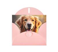 Pink MJHKXLJ Carte de vœux nacrée avec imprimé chien Golden Retriever - Enveloppe incluse - Parfait pour Noël, anniversaires, Saint-Valentin, mariages, et plus encore
