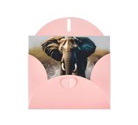 Pink MJHKXLJ Carte de vœux nacrée avec imprimé éléphant africain - Enveloppe incluse - Parfait pour Noël, anniversaires, Saint-Valentin, mariages et plus encore