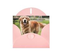 Pink MJHKXLJ Carte de vœux nacrée avec imprimé Golden retriever - Enveloppe incluse - Parfait pour Noël, anniversaires, Saint-Valentin, mariages, etc