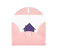 Pink MJHKXLJ Carte de vœux nacrée avec inscription « Little Purple House under the Starry Sky » - Enveloppe incluse - Parfait pour Noël, les anniversaires, la Saint-Valentin, les mariages, etc