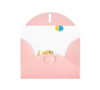 Pink MJHKXLJ Little Golden retriever chassant des ballons Carte de vœux nacrée avec enveloppe incluse Parfait pour Noël, anniversaires, Saint-Valentin, mariages, et plus encore