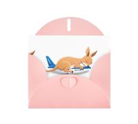Pink MJHKXLJ Little kangourou sleeping on the plane Carte de vœux nacrée avec enveloppe incluse Idéal pour Noël, anniversaires, Saint-Valentin, mariages, etc