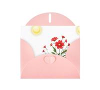 Pink MJHKXLJ Little Red Flowers under the sun Prints Carte de vœux nacrée - Enveloppe incluse - Parfait pour Noël, anniversaires, Saint-Valentin, mariages, et plus encore