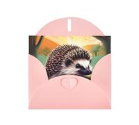 Pink MJHKXLJ Nature Lovely Hedgehog Lovers Carte de vœux avec impression nacrée - Enveloppe incluse - Parfait pour Noël, anniversaires, Saint-Valentin, mariages, etc