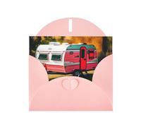 Pink MJHKXLJ You Make Me Happy Carte de vœux nacrée avec imprimé caravane - Enveloppe incluse - Parfait pour Noël, les anniversaires, la Saint-Valentin, les mariages et plus encore