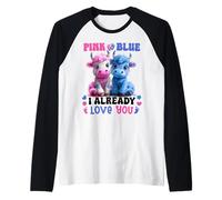 Pink Or Blue I Already Love You Gifts Cow Baby Gender Reveal Manche Raglan