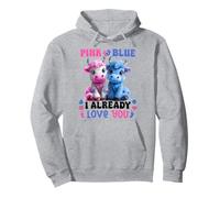 Pink Or Blue I Already Love You Gifts Cow Baby Gender Reveal Sweat à Capuche