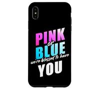 Pink Or Blue We're Blessed... Christian Faith Gender Reveal Coque pour iPhone XS Max