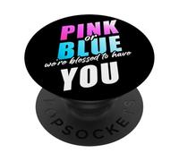 Pink Or Blue We're Blessed... Christian Faith Gender Reveal PopSockets PopGrip Adhésif
