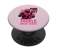 Pink Out Tackle Breast Cancer Awareness American Football PopSockets PopGrip Adhésif
