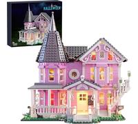 Pink Palace - Ensemble de construction d'appartement avec lumières, 1 349 pièces - Blocs de maison hantée d'Halloween compatibles avec Lego, cadeaux de Noël et d'anniversaire pour enfants et