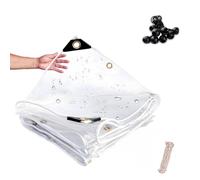 Pink Palm Bâche imperméable transparente de 2,4 x 5,2 m, bâche en plastique épais de 15 mm avec œillets métalliques et bord renforcé pour terrasse, porche, tonnelles, arrière-cour, abri d'auto, balcon