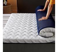 Pink Palm Surmatelas en mousse à mémoire de forme de 150 x 190 cm, blanc, 4 cm/8 cm d'épaisseur, style japonais, coussin de lit pliable en maille respirante pour un confort ultime