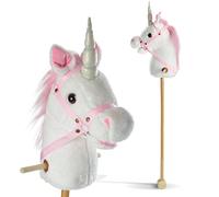 Pink Papaya Cheval bâton, Hobby Horse avec Mignonne tête de Cheval en Peluche avec Effet sonore (hennissement et Bruit de Galop)