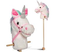 Pink Papaya Cheval bâton, Hobby Horse avec Mignonne tête de Cheval en Peluche avec Effet sonore (hennissement et Bruit de Galop)