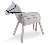 Pink Papaya Cheval en Bois pour l'extérieur, Cheval d'équitation en Bois pour Enfants, Cheval de Jeu XXL pour Le Jardin, Cheval d'extérieur en Bois avec crinière et Queue
