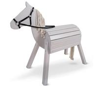 Pink Papaya Cheval en bois pour l'extérieur, cheval d'équitation en bois pour enfants, cheval de jeu XXL pour le jardin, cheval d'extérieur avec crinière et queue