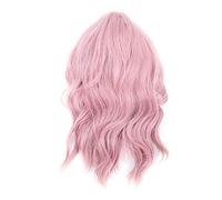 Pink Pastel Court Bob Perruques Synthétiques - Perruque Ondulée Bouclée Réglable pour les Femmes Fête