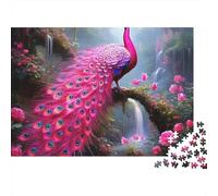 Pink Peacock Fantasy 1000 pièces Puzzle Paon Rose Cascade Adulte Carton Décompression Difficile Cadeau Anniversaire 38x26cm