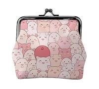 Pink Pig Wallet for Women Coin Purse Kiss Lock Change Purse Wallet Card Holder Buckle Purse Cute Small PU Leather Pocket Wallet for Women Ladies Clutch Purse Happy Squirrel