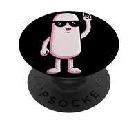 Pink Pill Rock Hand Sign Mascotte Cartoon Graphic Character PopSockets PopGrip Adhésif