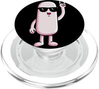 Pink Pill Rock Hand Sign Mascotte Cartoon Graphic Character PopSockets PopGrip pour MagSafe