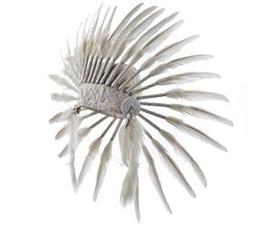 Pink Pineapple Coiffe Indienne en Plumes d'origine Responsable - Warbonnet Style Indiens d’Amérique Fait Main - d’Inspiration amérindienne, Artisanale & éthique - Courte Longueur - Blanc