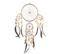 Pink Pineapple Grand Attrape Rêve Ficelle Naturelle Dreamcatcher Indien à Perles & à Plumes Fait Main - Capteur de Rêves Multicolore et Artisanal - Format Large (22x60 cm)