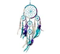 Pink Pineapple Petit Attrape Rêve Aqua, Violet & Blanc Dreamcatcher Indien à Perles & à Plumes Fait Main - Capteur de Rêves Multicolore, Artisanal - Format Petit (12x35 cm)