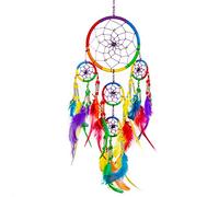 Pink Pineapple Petit Attrape Rêve Arc en Ciel Dreamcatcher Indien à Perles & à Plumes Fait Main - Capteur de Rêves Multicolore et Artisanal - Format Petit (12x35 cm)