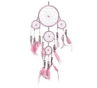 Pink Pineapple Petit Attrape Rêve Rose Marque Dreamcatcher Indien à Perles Argent & à Plumes Fait Main - Capteur de Rêves et Artisanal - 12 cm de Diamètre, 35 cm de Longueur