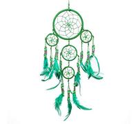 Pink Pineapple Petit Attrape Rêve Vert Marque Dreamcatcher Indien à Perles Argent & à Plumes Fait Main - Capteur de Rêves et Artisanal - 12 cm de Diamètre, 35 cm de Longueur