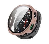 (Pink,Pink)For Samsung Galaxy Watch8 44mm Watch Case WANLONFENG PC Frame Cover with Tempered Glass Screen Prote