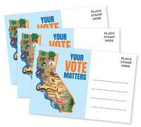 Pink Pixie Studio Lot de 100 cartes postales pour les électeurs californiens 10,2 x 15,2 cm en vrac pour message pour encourager le vote, questions politiques, sans tracas, fabriquées aux États-Unis