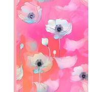 PINK POPPY COMPOSITION NOTEBOOK DREAM JOURNAL DIARY DRAWING SKETCH PAD Line Drawing Watercolor Botanical Floral Nature Art Painting Wild Peach Rose ... Homeschool College Business Women Teen Girl