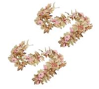 Pink Pumpkin Garland,Fall Maple Leaf Garlands,Realistic Rustic Artificial Maple Leaf Vines,for Halloween,Thanksgiving,Autumn Wedding,Fireplace,Mantel,Table Decor