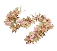 Pink Pumpkin Garland,Fall Maple Leaf Garlands,Realistic Rustic Artificial Maple Leaf Vines,for Halloween,Thanksgiving,Autumn Wedding,Fireplace,Mantel,Table Decor