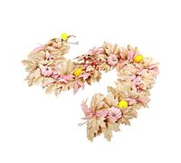 Pink Pumpkin Garland,Fall Maple Leaf Garlands,Realistic Rustic Artificial Maple Leaf Vines,for Halloween,Thanksgiving,Autumn Wedding,Fireplace,Mantel,Table Decor