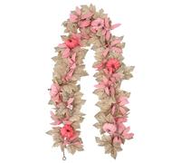 Pink Pumpkin Garland,Fall Maple Leaf Garlands,Realistic Rustic Artificial Maple Leaf Vines,for Halloween,Thanksgiving,Autumn Wedding,Fireplace,Mantel,Table Decor