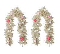 Pink Pumpkin Garland,Fall Maple Leaf Garlands,Realistic Rustic Artificial Maple Leaf Vines,for Halloween,Thanksgiving,Autumn Wedding,Fireplace,Mantel,Table Decor