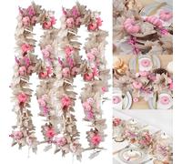 Pink Pumpkin Garland, Halloween Fall Leaves Artificial Maple Leaf Vines Pumpkin Decor, Garland Thanksgiving Table Centerpiece Decorations, Autumn Decorations for Home Porch Fireplace Outdoor(4PCS)