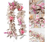 Pink Pumpkin Garland, Halloween Fall Leaves Artificial Maple Leaf Vines Pumpkin Decor, Garland Thanksgiving Table Centerpiece Decorations, Autumn Decorations for Home Porch Fireplace Outdoor(1PC)