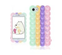 Pink Purple Bear for iPhone 6/6S/7/8/SE 2020 Case Silicone Case\u2002Design Character Funny Cute Unique Fidget Aesthetic Cover Cases for Boys Girls Yo