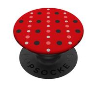 Pink & Red Black Polka Dot Ladybug Cute Lady Bug Polka Dots PopSockets PopGrip Adhésif